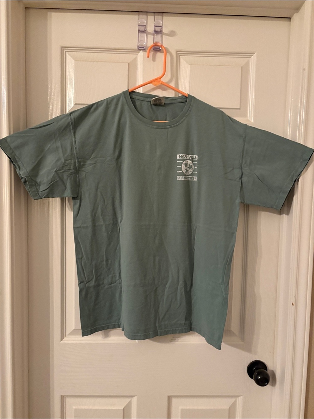 Men's Sage Green Graphic Nashville Tennessee Short-Sleeve T-Shirt. Size Large.